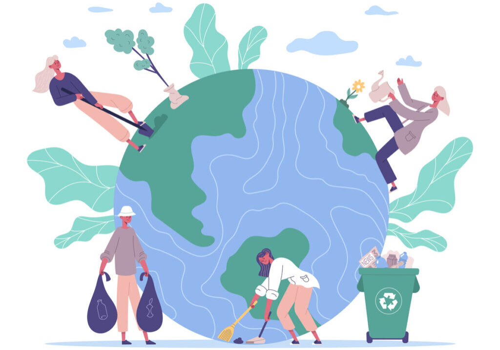 Mensen die de aarde beschermen op het gebied van milieu