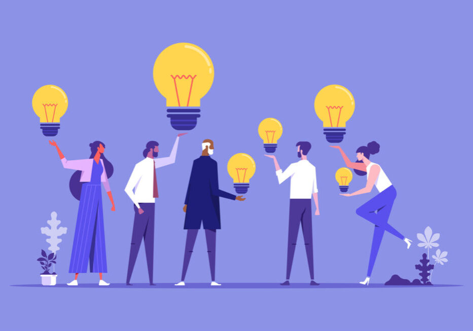 People have idea, good idea sharing, sharing knowledge collaboration, business idea generating, characters sharing ideas vector illustration, creative ideas sharing, person teamwork with solution